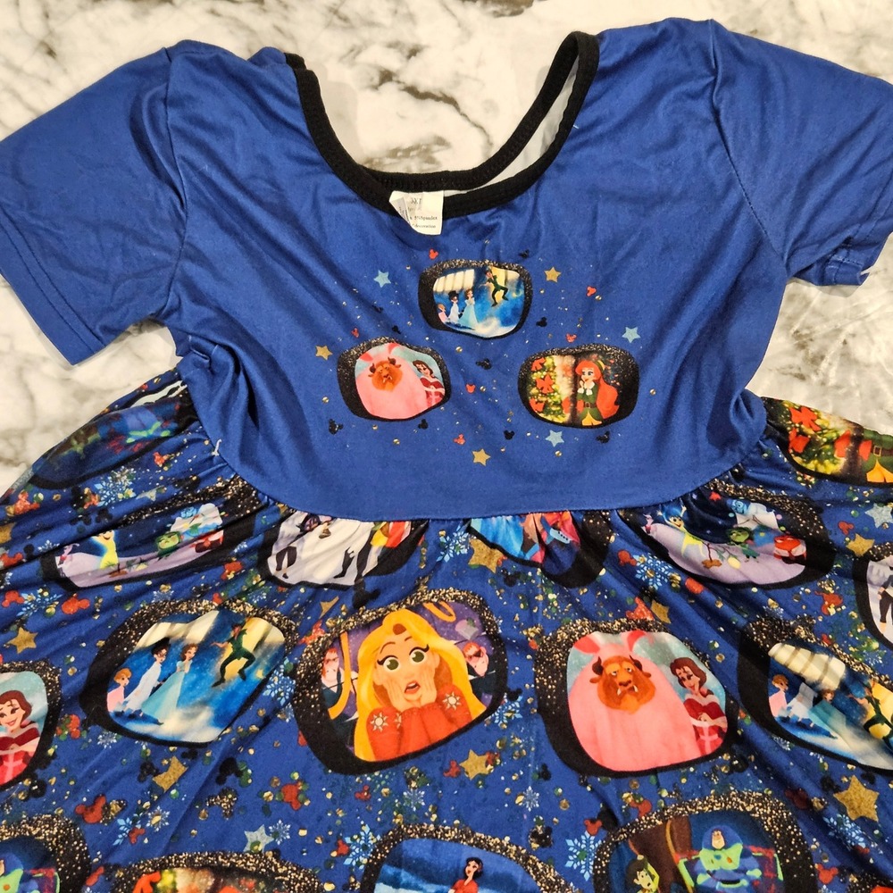 Disney Holiday‎ Movies/Princess/Characters Blue twirl dress  size 7/8 - Picture 3 of 4